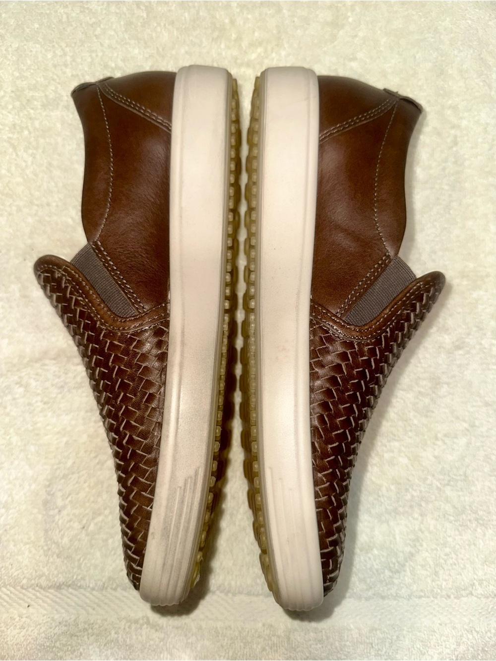 ECCO Soft 7 Woven Leather Slip On Sneaker Brown Taupe Size 39 US 8 8.5 Comfort - Picture 7 of 8
